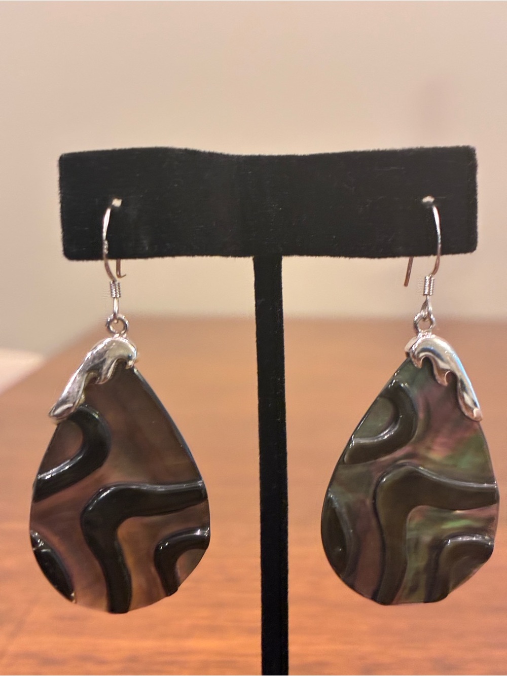 Mother-of-pearl Teardrop Earrings with .925 Sterling Silver Findings